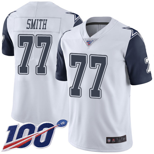 Men Dallas Cowboys Limited White Tyron Smith 77 100th Season Rush Vapor Untouchable NFL Jersey